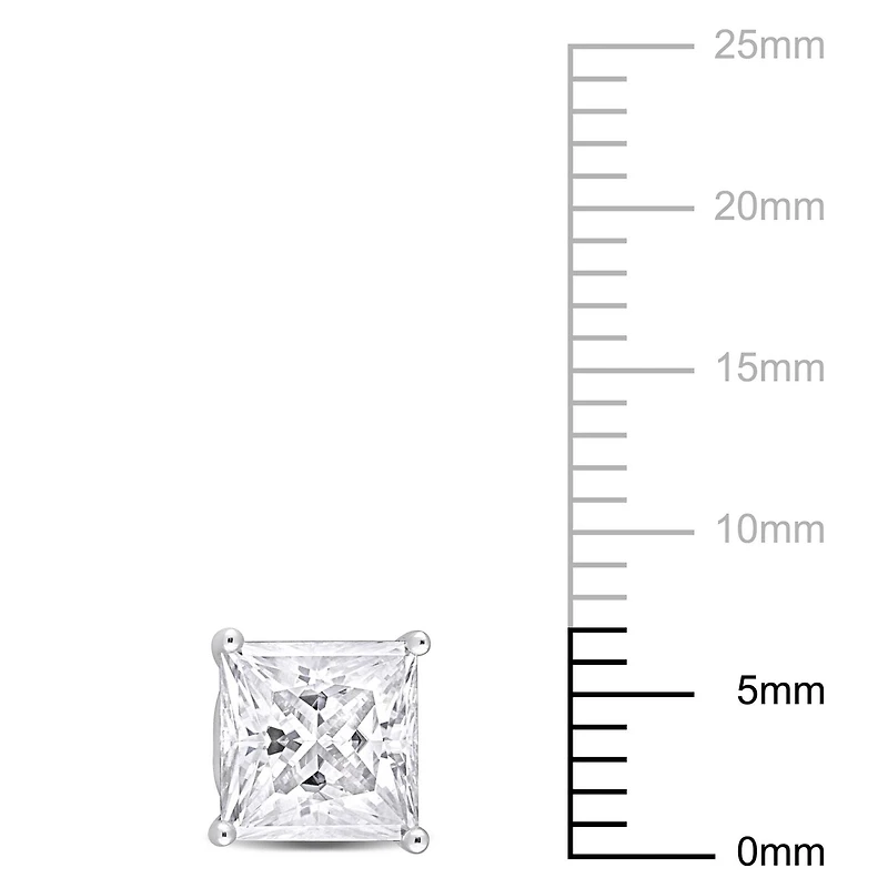 Miabella Princess-Cut Moissanite Solitaire Stud Earrings in Sterling Silver