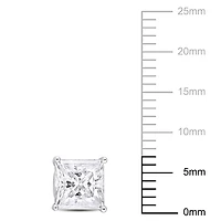 Miabella Princess-Cut Moissanite Solitaire Stud Earrings in Sterling Silver