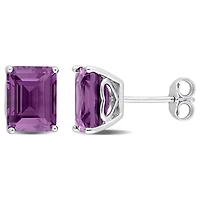 Boucles d'oreilles Miabella à Solitaire Alexandrite Simulé de coupe-émeraude en Argent Sterling