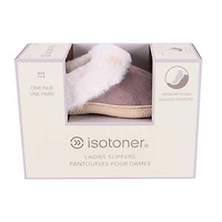 Isotoner® Women's Blake Mircosuede Hoodback with Faux Fur Cuff Slippers