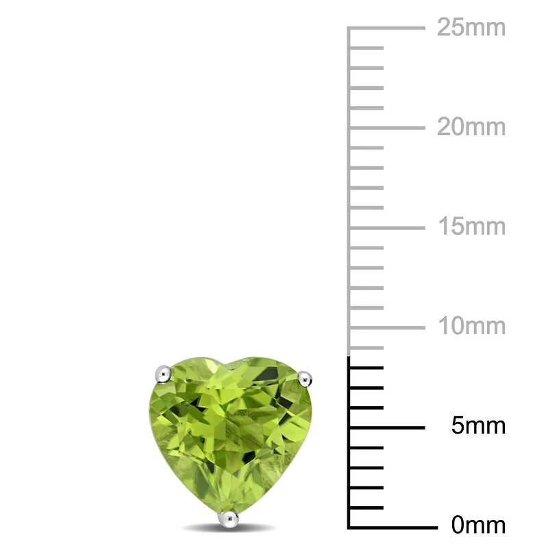 Miabella Peridot Solitaire Heart Stud Earrings in Sterling Silver