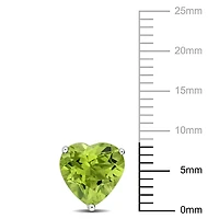 Miabella Peridot Solitaire Heart Stud Earrings in Sterling Silver