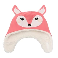 FlapJackKids - Bonnet en polaire Sherpa réversible pour bébé fille - Double épaisseur - Lapin / Cerf