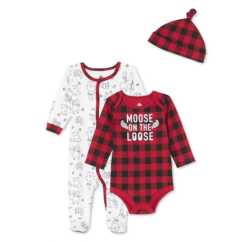 Canadiana Infants' Unisex Printed Sleeper 3-Piece Set