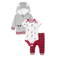 Ensemble 3 pièces avec chandail à capuchon Canadiana unisexe pour nourrissons