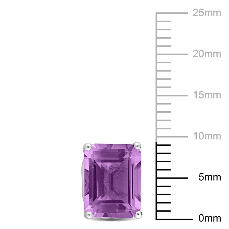 Miabella Emerald-Cut Amethyst Solitaire Stud Earrings in Sterling Silver