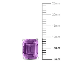 Miabella Emerald-Cut Amethyst Solitaire Stud Earrings in Sterling Silver