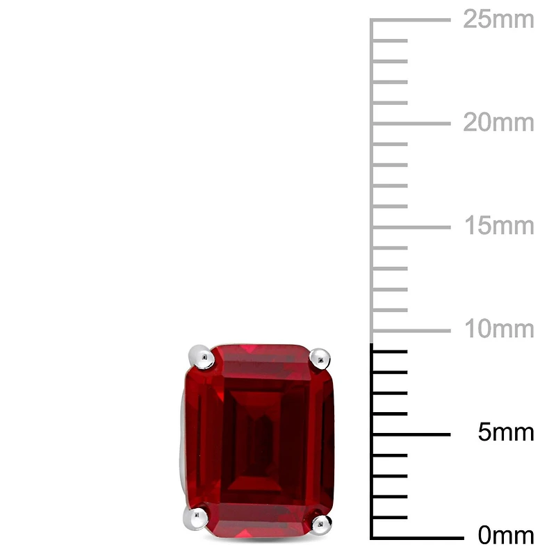 Miabella Emerald-Cut Created Ruby Solitaire Stud Earrings in Sterling Silver