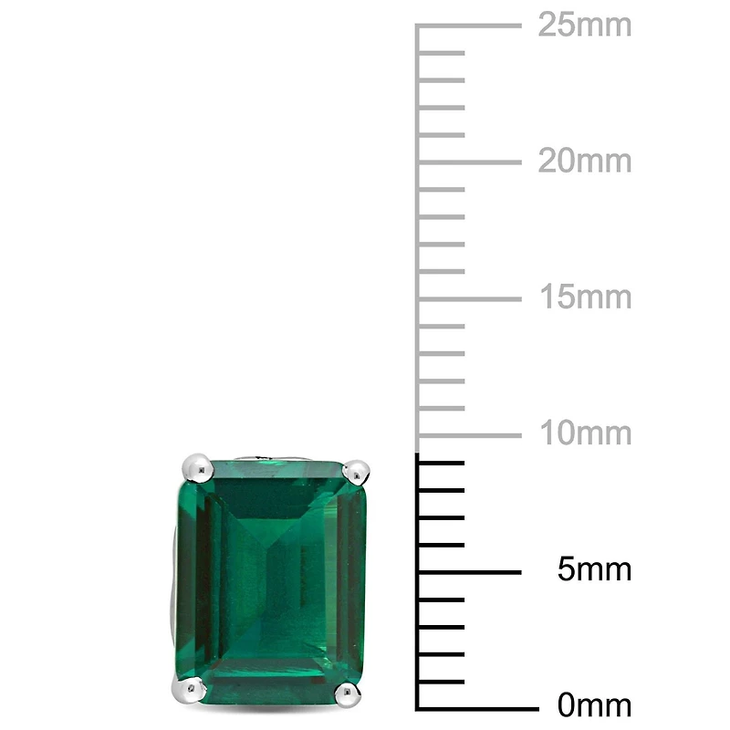 Miabella Emerald-Cut Created Emerald Solitaire Stud Earrings in Sterling Silver
