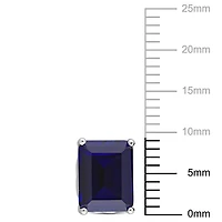 Miabella Emerald-Cut Created Blue Sapphire Solitaire Stud Earrings in Sterling Silver