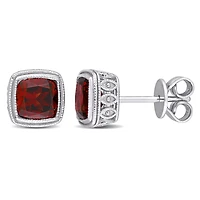 Boucles d'oreilles Miabella à Solitaire Grenat en Argent Sterling