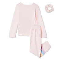 Btween Girls' Fleece Sweatshirt, Jogger, and Scrunchie 3-Piece Set