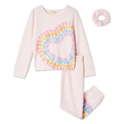 Btween Girls' Fleece Sweatshirt, Jogger, and Scrunchie 3-Piece Set