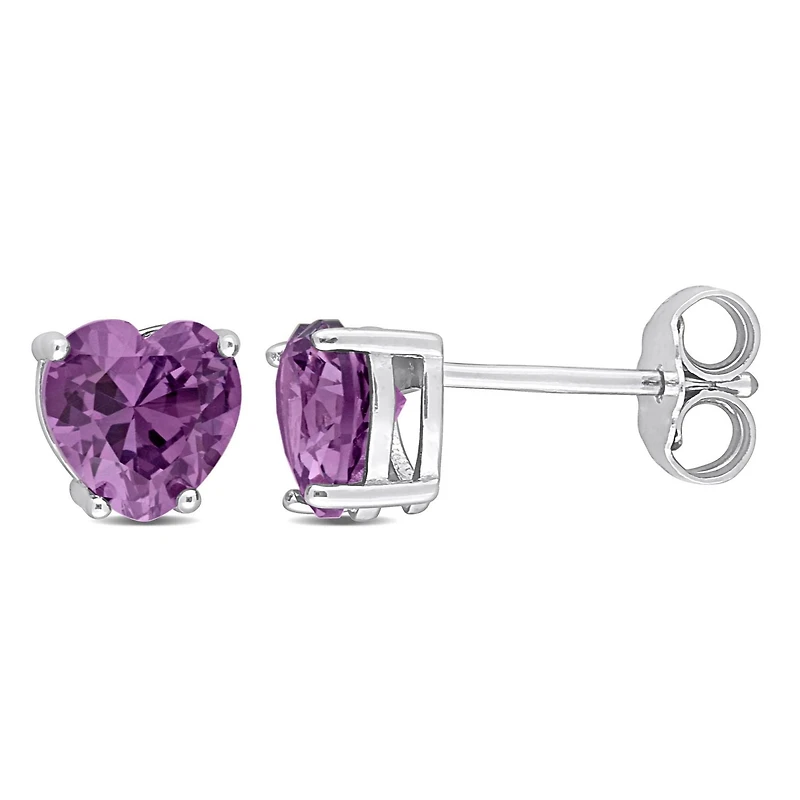 Boucles d'oreilles Miabella à Solitaire Cœur Alexandrite Simulé en Argent Sterling