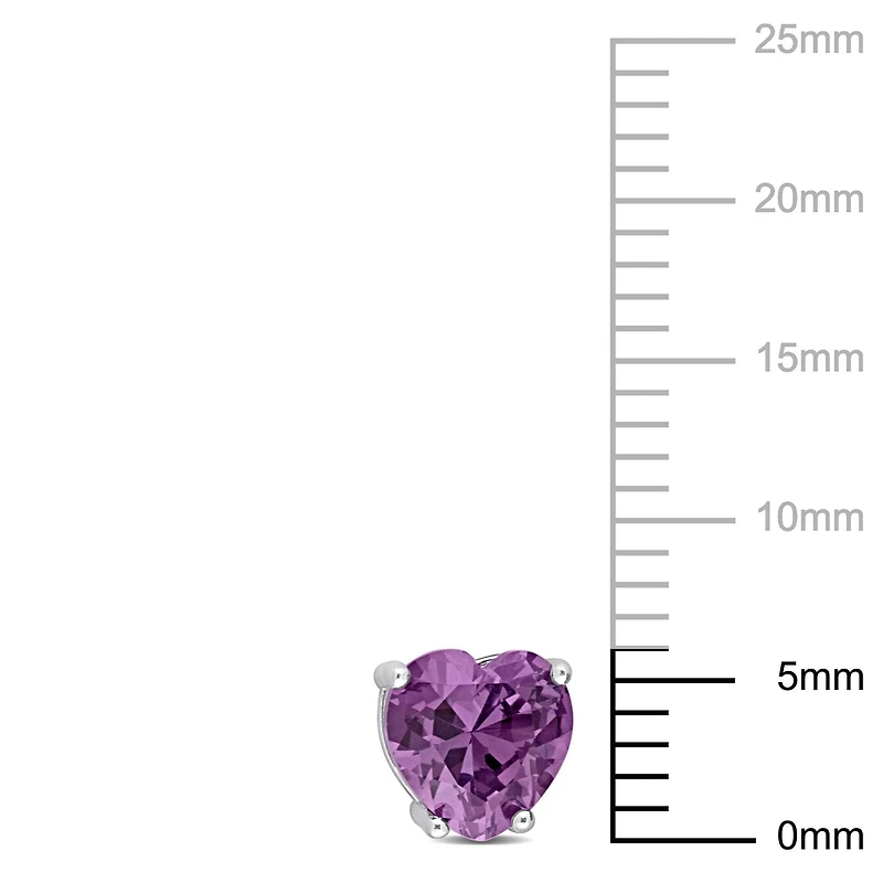 Boucles d'oreilles Miabella à Solitaire Cœur Alexandrite Simulé en Argent Sterling