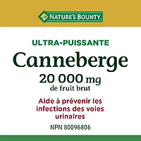 NATURE'S BOUNTY Cranberry, Ultra Potency, 20,000 mg, Helps Prevent Urinary Tract Infections, Helps Support Immune Function, Vegetarian, Capsules 60.0 g, Helps prevent urinary tract infections