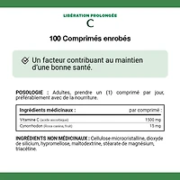 NATURE'S BOUNTY Vitamine C avec Cynorrhodon, 1 500 mg, libération prolongée, aide à maintenir la fonction immunitaire, comprimés enrobés 100 paquet 100 Tablettes