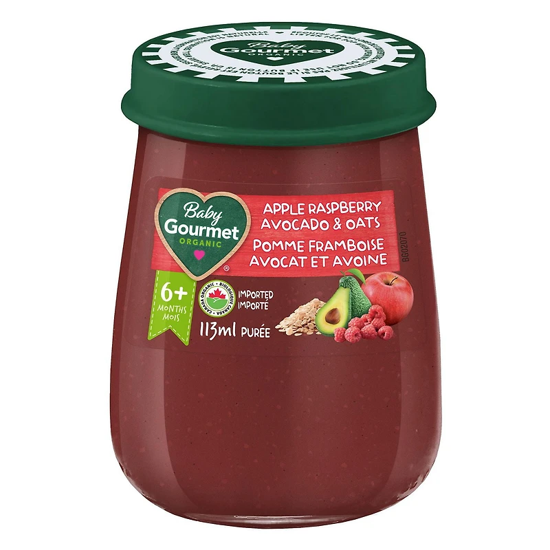 Baby Gourmet Organic Baby Food Jar Apple Raspberry Avocado & Oats, Purée - Jar