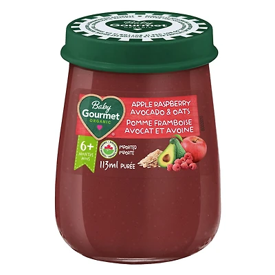 Baby Gourmet Organic Baby Food Jar Apple Raspberry Avocado & Oats, Purée - Jar