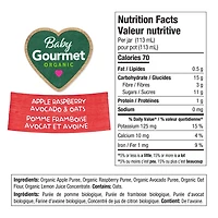 Baby Gourmet Organic Baby Food Jar Apple Raspberry Avocado & Oats, Purée - Jar
