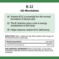NATURE'S BOUNTY Vitamin B-12 Supplement, 2500 mcg, Quick Dissolve Tablets, Natural Cherry Flavour, Helps In Energy Metabolism, Essential In Normal Formation Of Blood Cells, 120 Tablets 120.0 count, 120 Microtablets