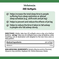 NATURE'S BOUNTY Mélatonine, extra-fort, 5 mg, aide à rétablir le cycle veille-sommeil, à s’endormir et augmente la durée du sommeil, format très éco, gélules 40.600 g 200 gélules