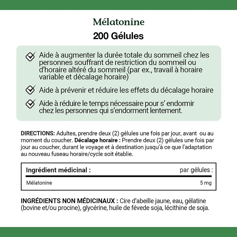 NATURE'S BOUNTY Mélatonine, extra-fort, 5 mg, aide à rétablir le cycle veille-sommeil, à s’endormir et augmente la durée du sommeil, format très éco, gélules 40.600 g 200 gélules