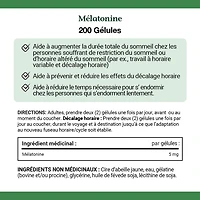 NATURE'S BOUNTY Mélatonine, extra-fort, 5 mg, aide à rétablir le cycle veille-sommeil, à s’endormir et augmente la durée du sommeil, format très éco, gélules 40.600 g 200 gélules