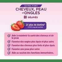 NATURE'S BOUNTY  Extra Strength Hair, Skin & Nails, Gummies, Helps to Maintain Health of Hair & Skin, Promotes Thicker, Healthier Nails & Stronger Thicker Hair, Strawberry Cream Flavour 80.0 count, 80 Gummies