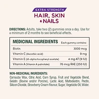 NATURE'S BOUNTY  Extra Strength Hair, Skin & Nails, Gummies, Helps to Maintain Health of Hair & Skin, Promotes Thicker, Healthier Nails & Stronger Thicker Hair, Strawberry Cream Flavour 80.0 count, 80 Gummies