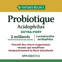 NATURE'S BOUNTY Probiotique Acidophilus extra-fort, Lactobacillus acidophilus, modifie temporairement la flore intestinale, micro-organismes vivants, 2 milliards d'unités formatrices de colonies, 150 caplets 150 paquet 150 caplets