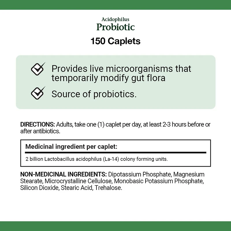 NATURE'S BOUNTY Extra Strength Acidophilus Probiotic, Lactobacillus Acidophilus, Temporarily Modifies Gut Flora, Live Microorganisms, 2 Billion Colony Forming Units,150 Caplets 150.0 count, 150 Caplets