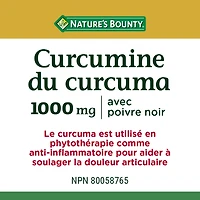 NATURE'S BOUNTY Curcumine du curcuma avec poivre noir, 1 000 mg, anti-inflammatoire pour les douleurs articulaires, aide à la digestion, antioxydant, capsules 45 paquet 45 gélules
