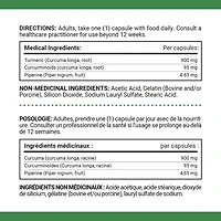 NATURE'S BOUNTY Curcumine du curcuma avec poivre noir, 1 000 mg, anti-inflammatoire pour les douleurs articulaires, aide à la digestion, antioxydant, capsules 45 paquet 45 gélules