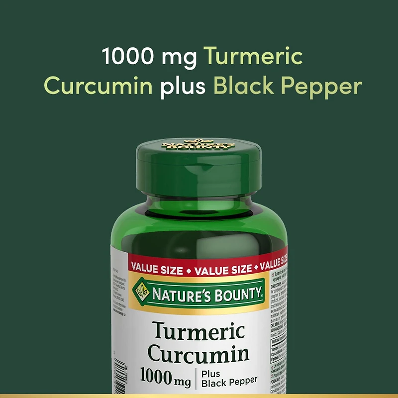 NATURE'S BOUNTY Curcumine du curcuma avec poivre noir, 1 000 mg, antioxydant, soulage les articulations et aide la digestion, capsules 90 paquet