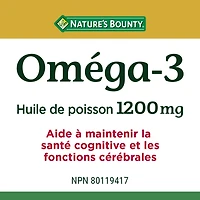 NATURE'S BOUNTY Omega-3 Fish Oil, 1200 mg, Value Size, Supports Cognitive Health & Brain Function, Source of Omega-3 Fatty Acids EPA & DHA, Softgels 120.0 count, 120 Softgels