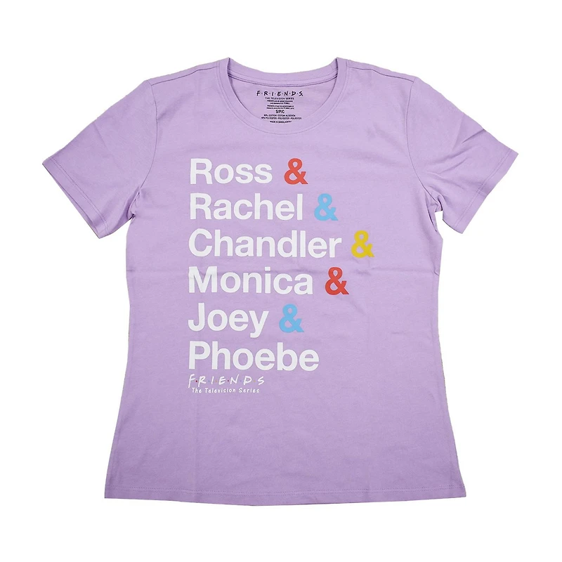 Friends Ladies Name Stack Short Sleeve T-Shirt, Sizes: XS-XL