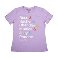 Friends Ladies Name Stack Short Sleeve T-Shirt, Sizes: XS-XL