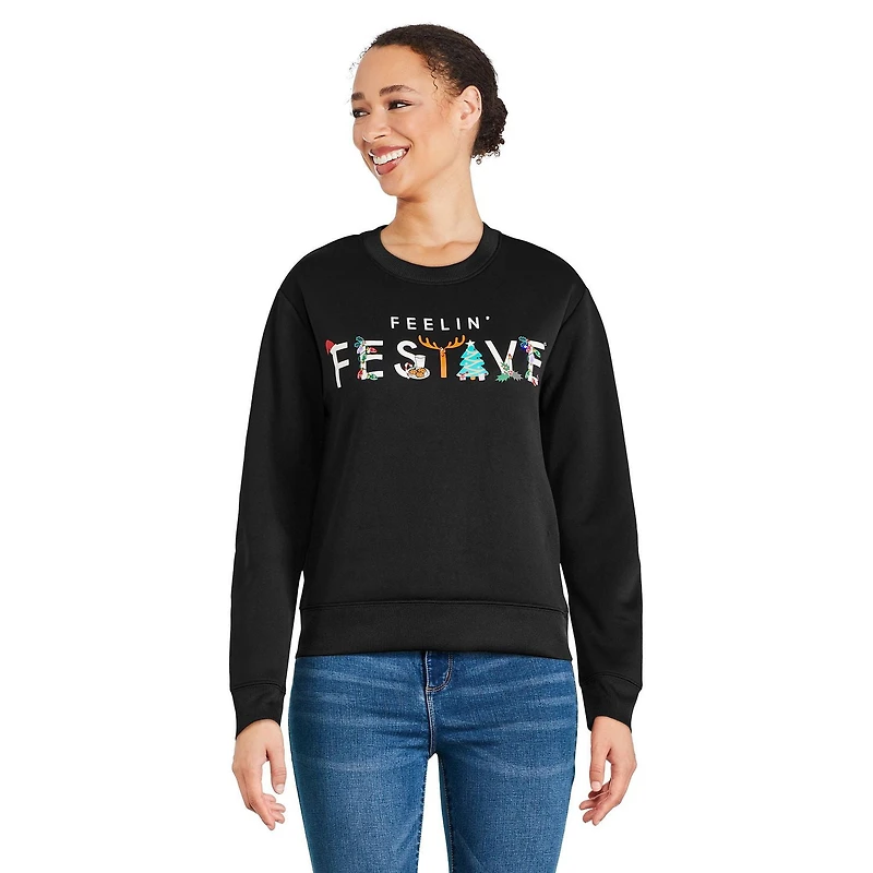 George Women's Ugly Christmas Light Up Fleece Sweatshirt