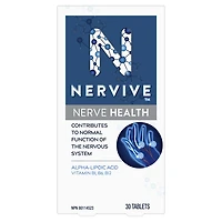 Nervive Santé des nerfs, pour le système nerveux, acide alpha-lipoïque, ALA, vitamines B1-thiamine, B6, B12, supplément de 30 jours, 30 unités