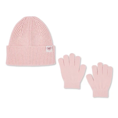 Ensemble 2 pièces avec tuque au revers roulé et gants George pour petites filles