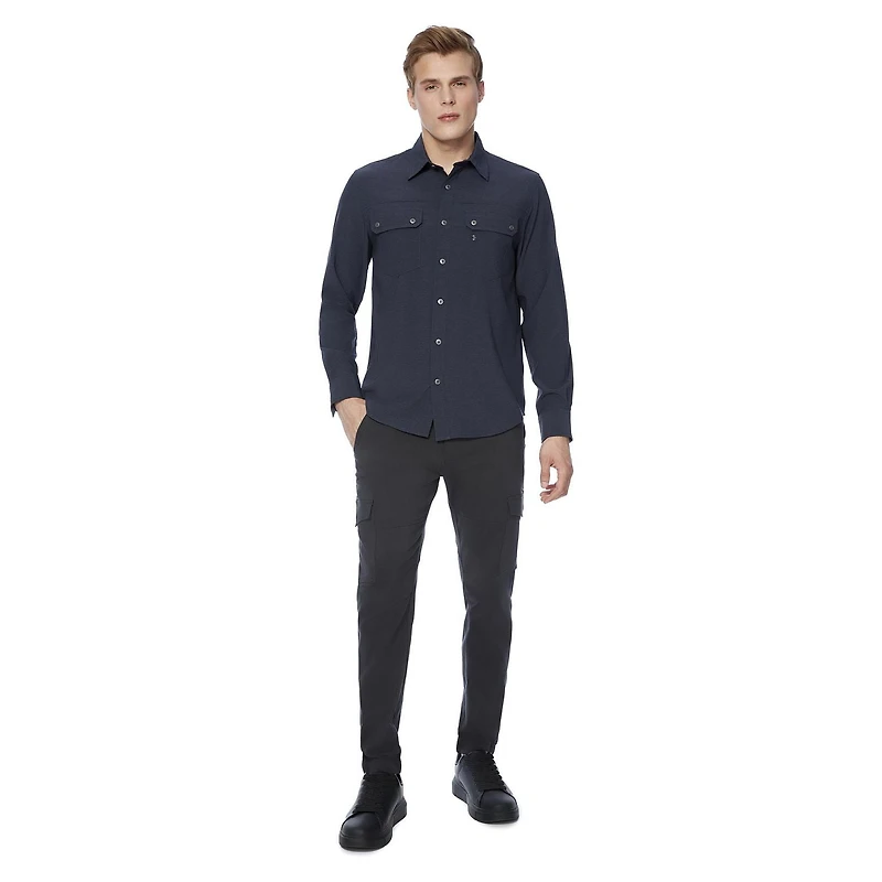 Chemise pour hommes manches longues Dark Black Tailles P-TTG