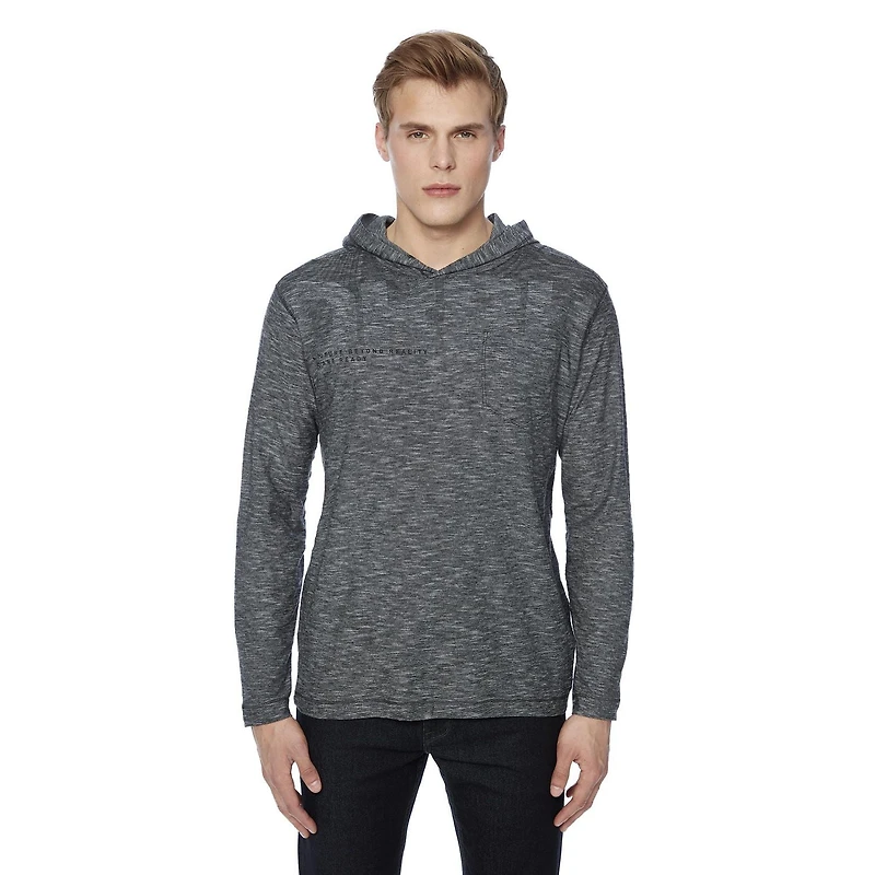 Tee-shirt Capuchon manches longues Dark Black pour hommes Tailles P-TTG