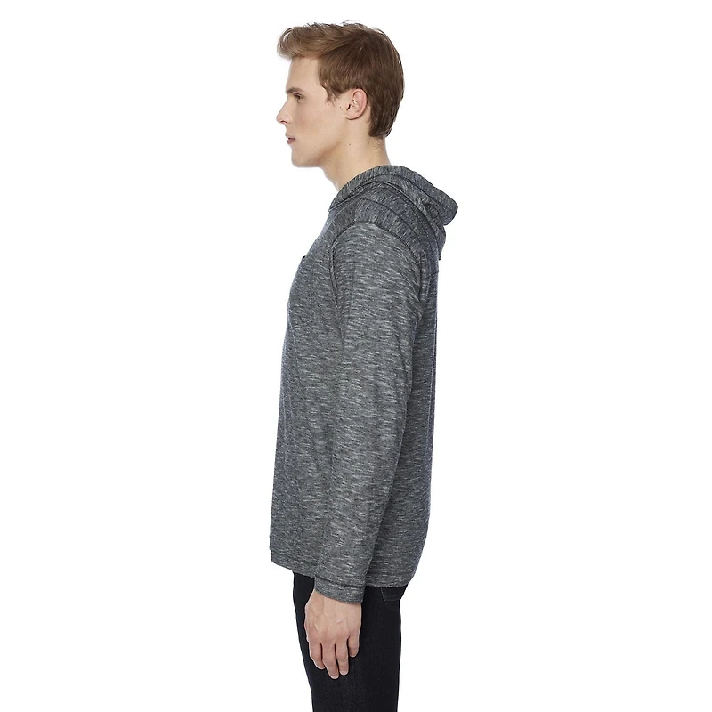 Dark Black Men's Long Sleeve Hooded Popover, Sizes S-XXL