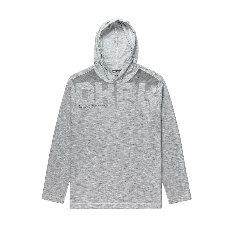 Dark Black Men's Long Sleeve Hooded Popover