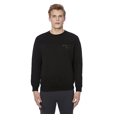Dark Black Men's Long Sleeve Crew Neck