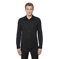 Dark Black Men's Long Sleeve Knit Shirt
