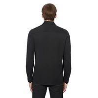 Dark Black Men's Long Sleeve Knit Shirt