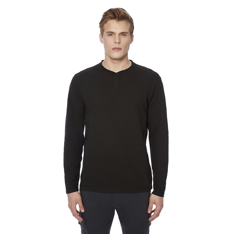 Henley à manches longues pour hommes Dark Black