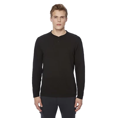 Henley à manches longues pour hommes Dark Black